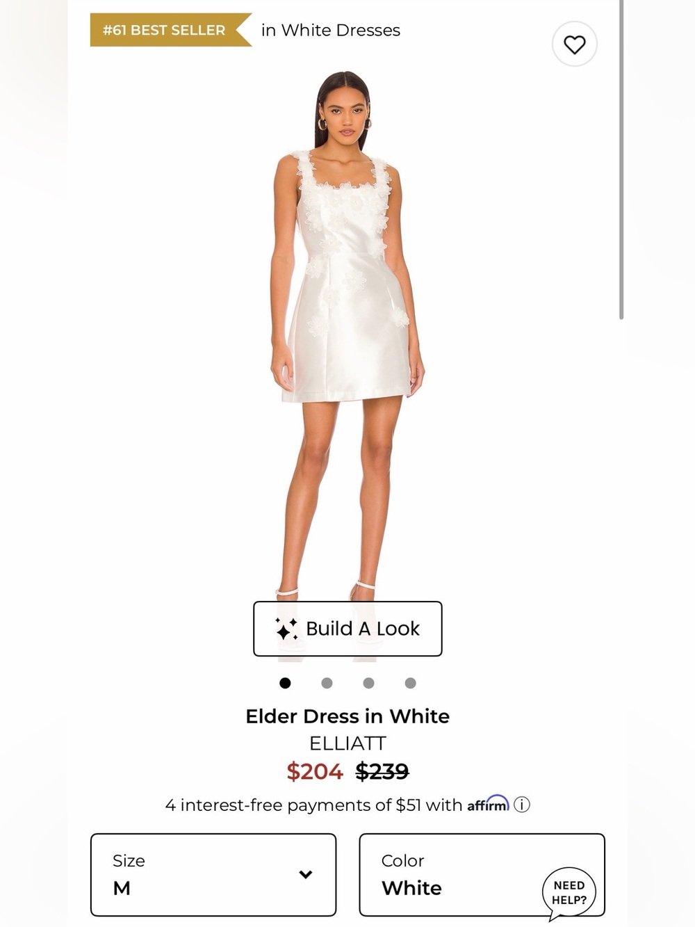 Elliatt White Floral-Appliqué Mini Dress